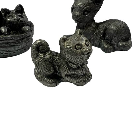 4 Cat Figurines Collectible Pewter Metalware - Picture 9 of 14